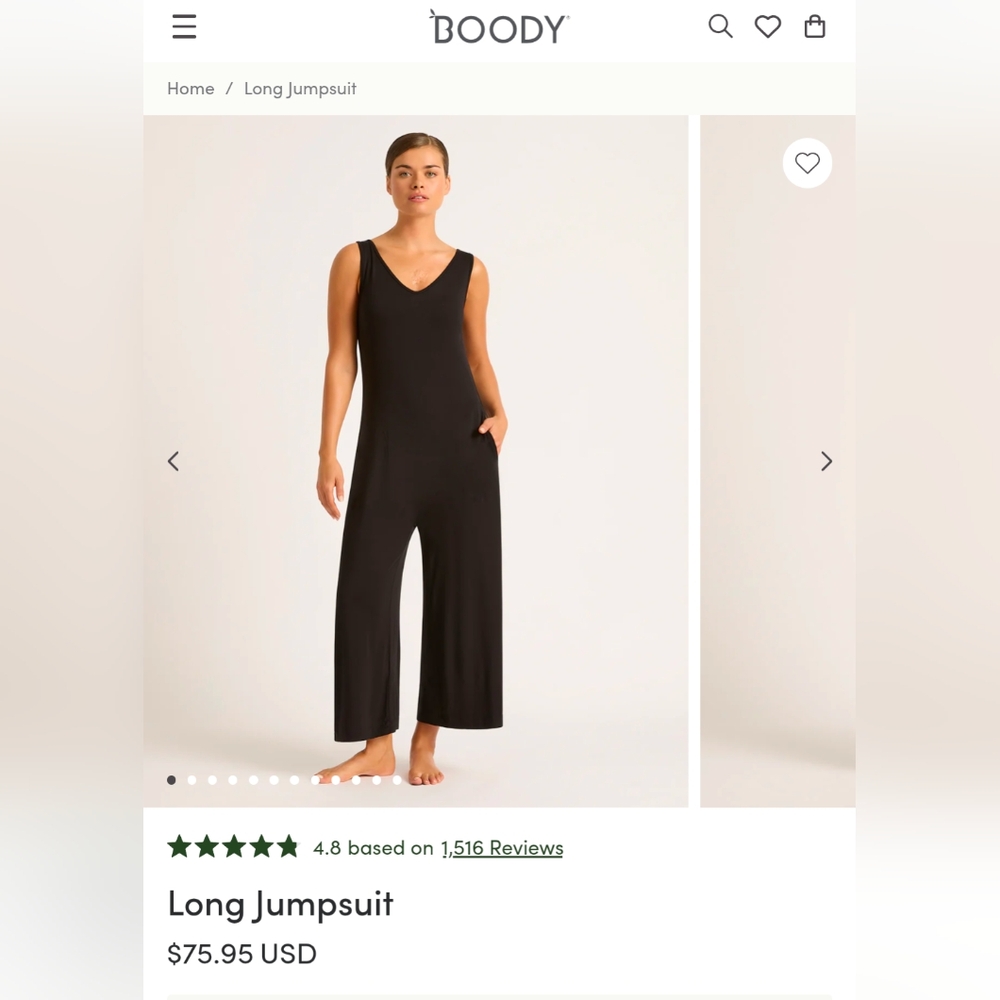 BOODY Black Wide Leg Jumpsuit Sleeveless V-Neck